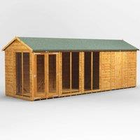 20X6 Power Apex Summerhouse Combi Including 6Ft Side Store, Brown