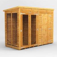 8X4 Power Pent Summerhouse Combi Including 4Ft Side Store, Brown