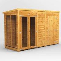 10X4 Power Pent Summerhouse Combi Including 4Ft Side Store, Brown