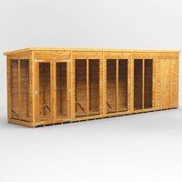 20X4 Power Pent Summerhouse Combi Including 4Ft Side Store, Brown