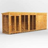 18X4 Power Pent Summerhouse Combi Including 6Ft Side Store, Brown