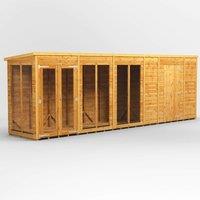 20X4 Power Pent Summerhouse Combi Including 6Ft Side Store, Brown