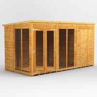 12X6 Power Pent Summerhouse Combi Including 4Ft Side Store, Brown