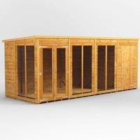 16X6 Power Pent Summerhouse Combi Including 4Ft Side Store, Brown