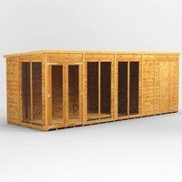 18X6 Power Pent Summerhouse Combi Including 4Ft Side Store, Brown
