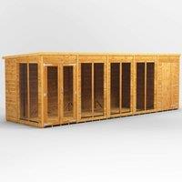 20X6 Power Pent Summerhouse Combi Including 4Ft Side Store, Brown
