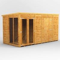 12X6 Power Pent Summerhouse Combi Including 6Ft Side Store, Brown