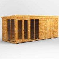 16X6 Power Pent Summerhouse Combi Including 6Ft Side Store, Brown