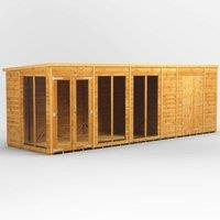 20X6 Power Pent Summerhouse Combi Including 6Ft Side Store, Brown