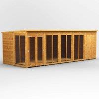 20X8 Power Pent Summerhouse Combi Including 4Ft Side Store, Brown