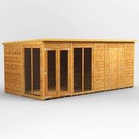 16X8 Power Pent Summerhouse Combi Including 6Ft Side Store, Brown