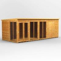 18X8 Power Pent Summerhouse Combi Including 6Ft Side Store, Brown