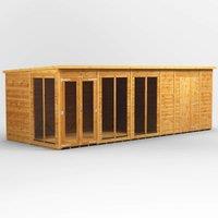 20X8 Power Pent Summerhouse Combi Including 6Ft Side Store, Brown