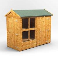 8X4 Power Apex Potting Shed Combi Including 4Ft Side Store, Brown