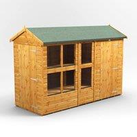 10X4 Power Apex Potting Shed Combi Including 4Ft Side Store, Brown