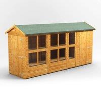 14X4 Power Apex Potting Shed Combi Including 4Ft Side Store, Brown