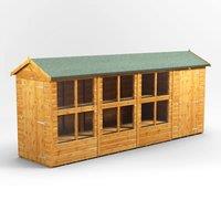 16X4 Power Apex Potting Shed Combi Including 4Ft Side Store, Brown