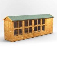 18X4 Power Apex Potting Shed Combi Including 4Ft Side Store, Brown