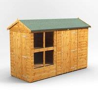 10X4 Power Apex Potting Shed Combi Including 6Ft Side Store, Brown