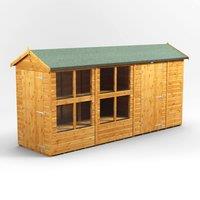 14X4 Power Apex Potting Shed Combi Including 6Ft Side Store, Brown