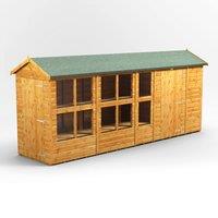 16X4 Power Apex Potting Shed Combi Including 6Ft Side Store, Brown