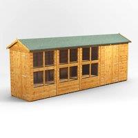 18X4 Power Apex Potting Shed Combi Including 6Ft Side Store, Brown