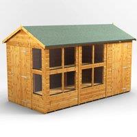 12X6 Power Apex Potting Shed Combi Including 4Ft Side Store, Brown