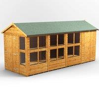 16X6 Power Apex Potting Shed Combi Including 4Ft Side Store, Brown