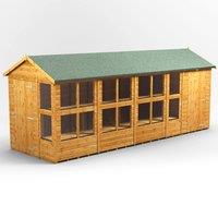 18X6 Power Apex Potting Shed Combi Including 4Ft Side Store, Brown