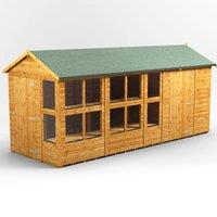 16X6 Power Apex Potting Shed Combi Including 6Ft Side Store, Brown