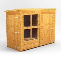 8X4 Power Pent Potting Shed Combi Including 4Ft Side Store, Brown