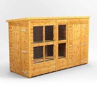 10X4 Power Pent Potting Shed Combi Including 4Ft Side Store, Brown