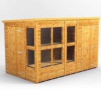10X6 Power Pent Potting Shed Combi Including 4Ft Side Store, Brown
