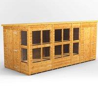 14X6 Power Pent Potting Shed Combi Including 4Ft Side Store, Brown