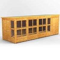 18X6 Power Pent Potting Shed Combi Including 4Ft Side Store, Brown