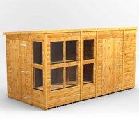 12X6 Power Pent Potting Shed Combi Including 6Ft Side Store, Brown
