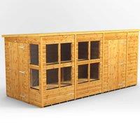 14X6 Power Pent Potting Shed Combi Including 6Ft Side Store, Brown