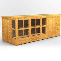16X6 Power Pent Potting Shed Combi Including 6Ft Side Store, Brown