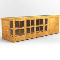 20X6 Power Pent Potting Shed Combi Including 6Ft Side Store, Brown