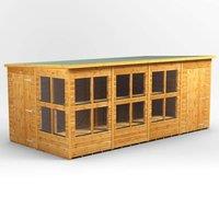16X8 Power Pent Potting Shed Combi Including 4Ft Side Store, Brown