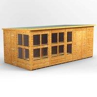 16X8 Power Pent Potting Shed Combi Including 6Ft Side Store, Brown