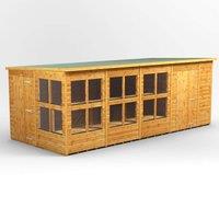 18X8 Power Pent Potting Shed Combi Including 6Ft Side Store, Brown