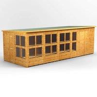 20X8 Power Pent Potting Shed Combi Including 6Ft Side Store, Brown