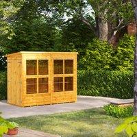 8X4 Power Pent Potting Shed With Double Doors, Brown