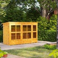 10X4 Power Pent Potting Shed With Double Doors, Brown