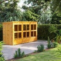 12X4 Power Pent Potting Shed With Double Doors, Brown