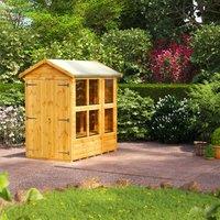 6X4 Power Apex Potting Shed With Double Doors, Brown