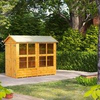 8X4 Power Apex Potting Shed With Double Doors, Brown