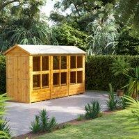 12X4 Power Apex Potting Shed With Double Doors, Brown