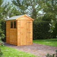 6X4 Power Overlap Apex Shed, Brown